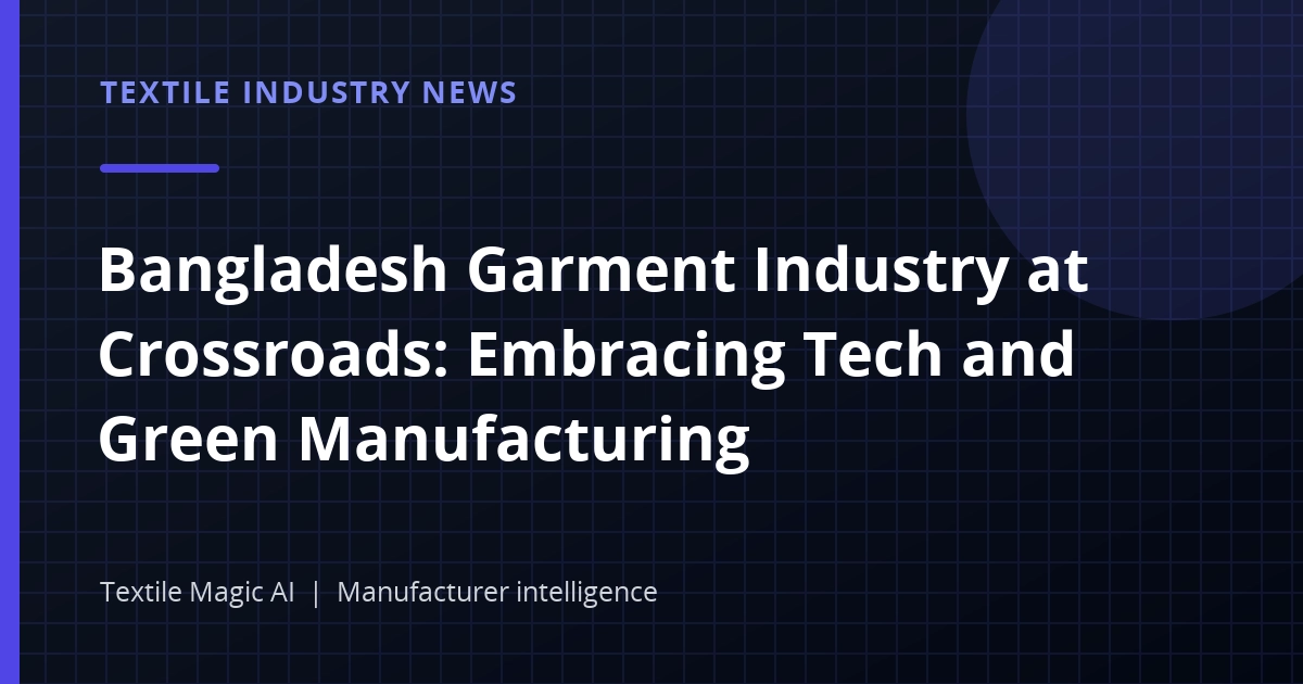Bangladesh Garment Industry at Crossroads: Embracing Tech and Green Manufacturing